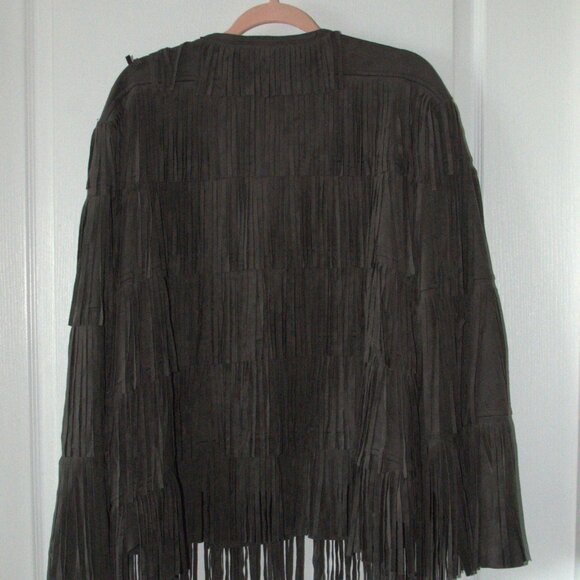 Kate & Malory Fringe Zip Up Jacket Women's size 3X Gray - Picture 4 of 6